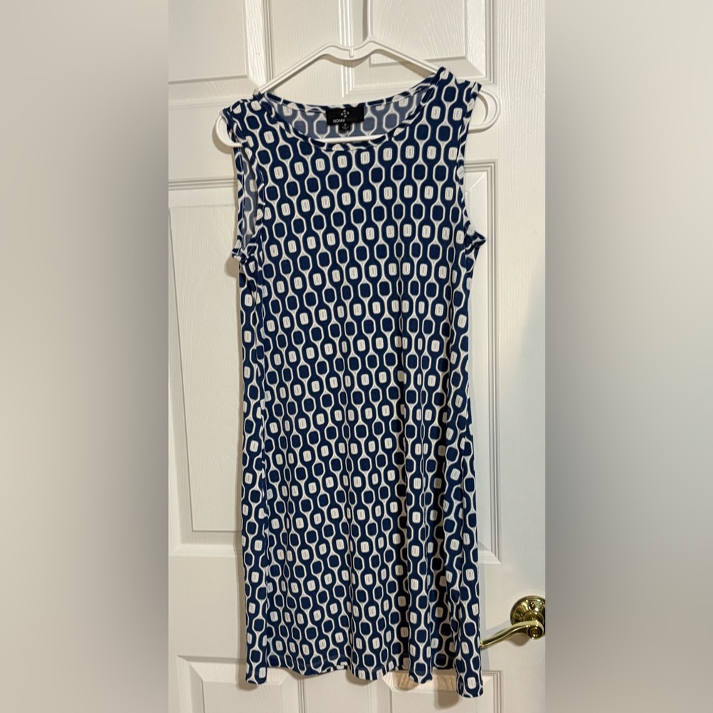 Ronni Nicole Blue & White Geometric Dress - S